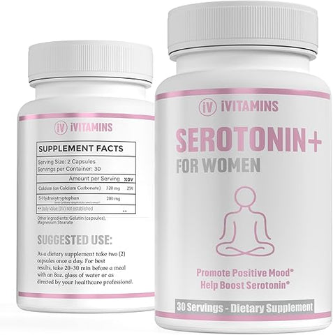 iVitamins - Suplementos de Serotonina para Mulheres – Apoia Níveis Saudáveis de Serotonina, Melhora o Humor