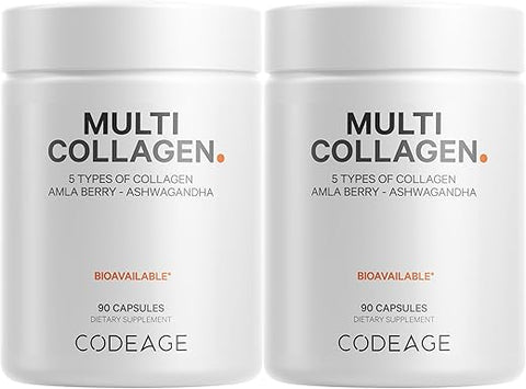 Multi Colágeno Peptídeos Cápsulas, 5 Tipos de Colágeno, Pasto-Fed - Codeage