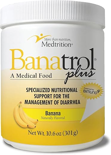 Medtrition - Banatrol® Natural Anti-Diarréico com Prebióticos, Alívio da Diarreia Crônica, SII, Diarreia Recorrente, Alimento Médico Clinicamente Comprovado, Não Causa Constipação, 28 Porções (Banana)