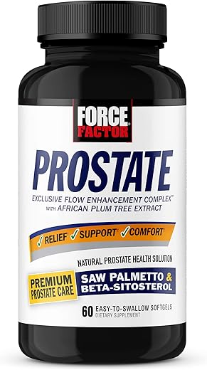 Suplemento de Saw Palmetto e Beta Sitosterol para a Saúde/Tamanho da Próstata, Alívio Urinário, Controle da Bexiga, Redução da Micção Noturna – 60 Softgels - Force Factor