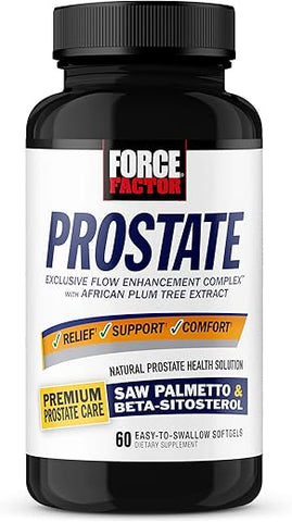 Suplemento de Saw Palmetto e Beta Sitosterol para a Saúde/Tamanho da Próstata, Alívio Urinário, Controle da Bexiga, Redução da Micção Noturna – 60 Softgels - Force Factor