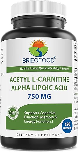 Acetyl L-Carnitine Alpha Lipoic Acid (ALA ALC) 750 mg – 120 Cápsulas | Potencialize sua saúde com o Brieofood - Brieofood