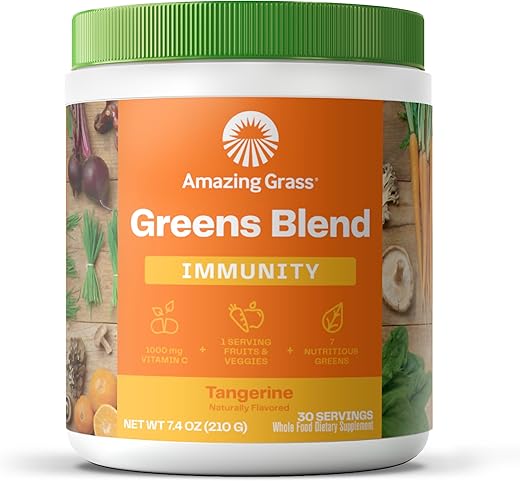Greens Superfood: Pó de Verdes com Spirulina Orgânica, Chlorella, Beterraba em Pó e Enzimas Digestivas – 100g - Amazing Grass