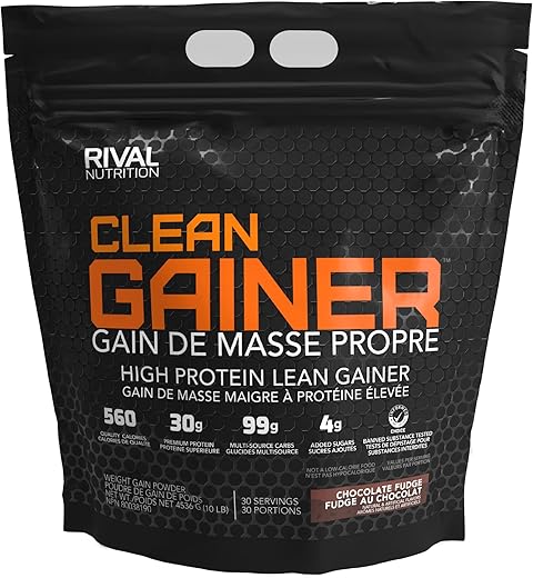 RIVAL NUTRITION - Rivalus Clean Gainer – Chocolate Fudge 4,536g – Delicioso Ganho de Massa Magra com Proteínas Lácteas Premium, Carboidratos Complexos e Lipídios de Qualidade, Sem Substâncias Proibidas, Feito