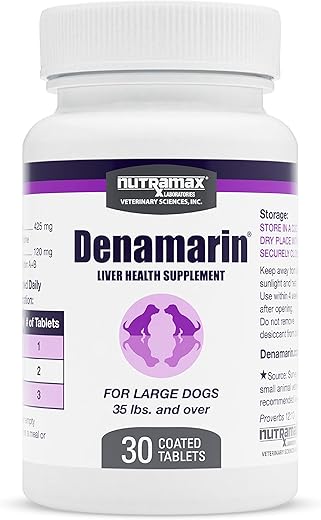 Denamarin – Suplemento para Saúde Hepática de Cães Grandes com S-Adenosilmetionina (SAMe) e Silibina, 30 Comprimidos (Embalagem de 1) - Nutramax Laboratories