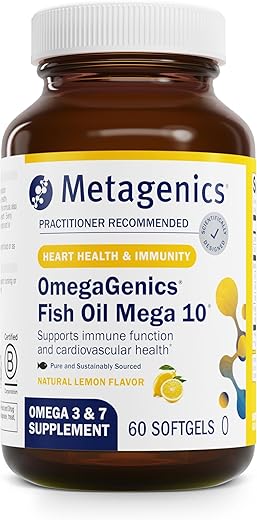 OmegaGenics Mega 10 – 330 mg EPA | Ômega 3 de alta potência | 60 cápsulas - Metagenics