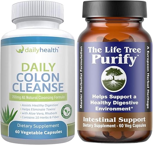 Daily Health - Kit Detox de Limpeza Intestinal Life Tree Purify Plus – 120 Cápsulas – Lactobacillus acidophillus – Herbal Natural para Saúde Digestiva