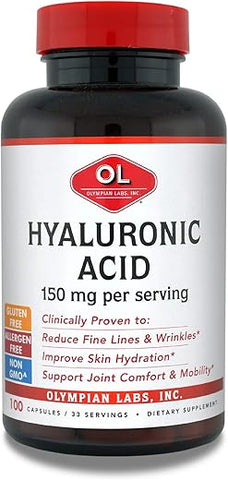 Ácido Hialurônico 150mg | 99 Cápsulas | Suporte para Tecido Conjuntivo e Articulações Saudáveis – Promova uma Pele Jovem e Saudável - Olympian Labs
