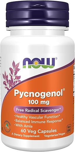 Supplements, Pycnogenol 100 mg com Amla – 60 Cápsulas Vegetais - NOW Foods