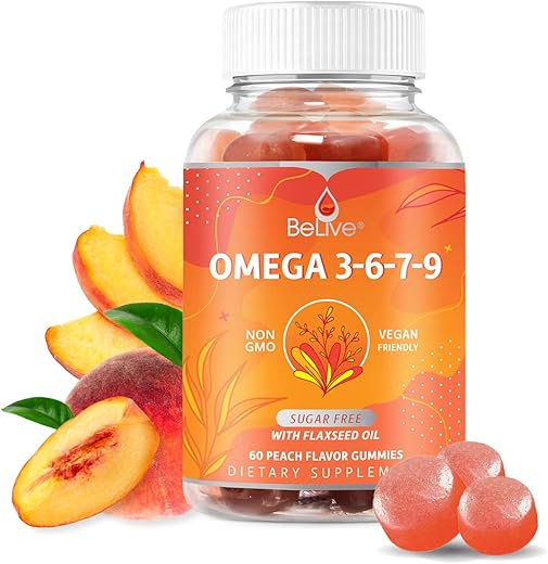 BeLive - Gomas Orgânicas de Ômega 3 com Ômegas 6, 7, 9 e DHA – Saúde e Bem-Estar