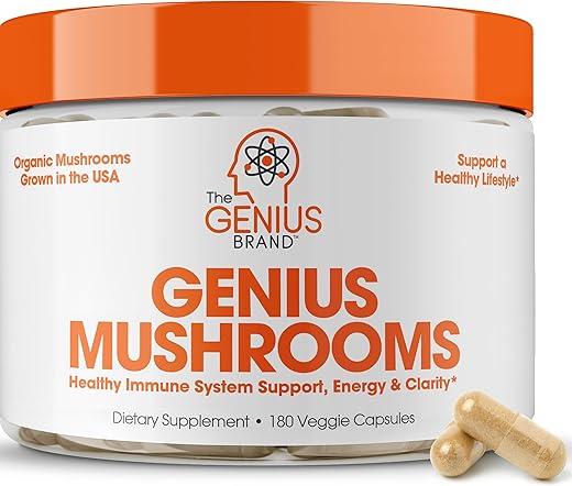 Complexo de Cogumelo Genius – Suplemento Cerebral Nootrópico para Foco e Energia Natural – Cordyceps e Reishi – 60 cápsulas - The Genius Brand