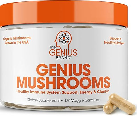 Complexo de Cogumelo Genius – Suplemento Cerebral Nootrópico para Foco e Energia Natural – Cordyceps e Reishi – 60 cápsulas - The Genius Brand