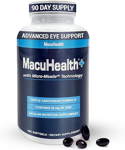 Plus – Suplemento de Vitaminas para os Olhos de 90 Dias com Luteína, Zeaxantina e Meso-Zeaxantina – Sem Sabor, Vitamina para os Olhos - Macuhealth