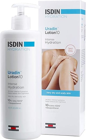 Loção Corporal ISDIN Uradin10, Hidratação Intensa 24 Horas, 10%% Ureia, Absorção Rápida, Testada Dermatologicamente, 400ml