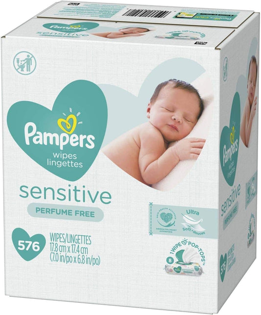 Lenços Umedecidos para Bebês Sensíveis 9X Refil, 576 Unidades - Pampers