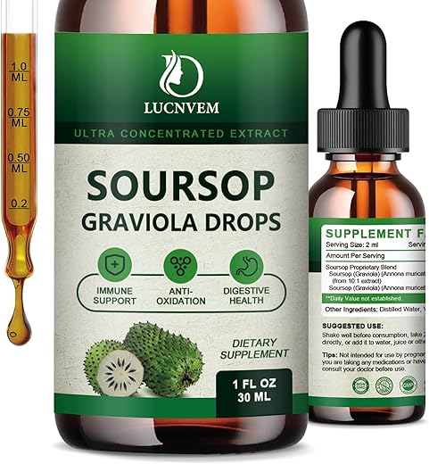 LUCNVEM - Graviola Líquido 2000mg – 2 Frascos, Antioxidante Natural, Suporte Celular