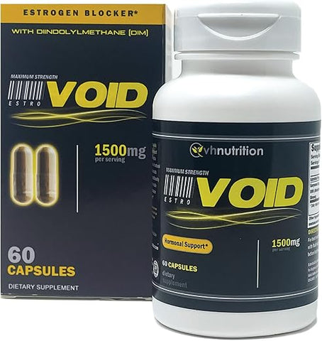 ESTROVOID | Bloqueador de Estrogênio para Homens | 1500mg Inibidor Natural Máximo de Aromatase* c/ DIM, Longjack, Ashwagandha, Eleuthero, Cordyceps, Rhodiola | Potência Máxima | - VH Nutrition