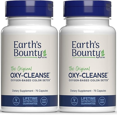 Earth's Bounty - Earth’s Bounty Oxy-Cleanse – Condicionador de Cólon para Bem-Estar Digestivo – Alívio da Prisão de Ventre – Desintoxicação Natural do Cólon – 75 Cápsulas – 2-Pack
