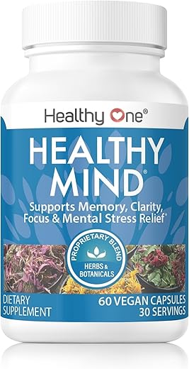 Healthy One - Suplemento Natural para Memória e Concentração – Healthy Mind Brain Booster – Memória, Clareza – 60 cápsulas