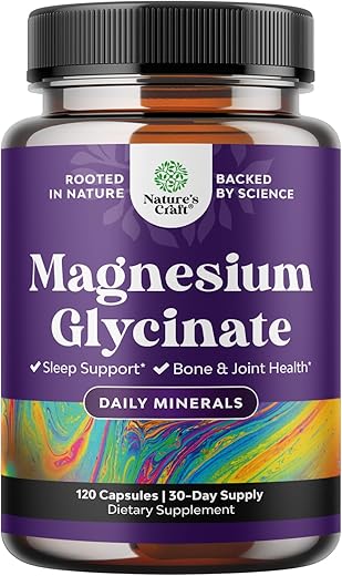 Natures Craft - Magnésio Glicinato Puro 400mg por Porção – Cápsulas Veganas de Magnésio Glicinato Quelado de Alta Absorção para Mulheres