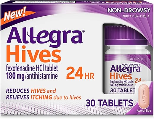 Hives – Comprimidos Antialérgicos Não Sonolentos, 30 Unidades, Redução de Urticária 24 Horas - Allegra