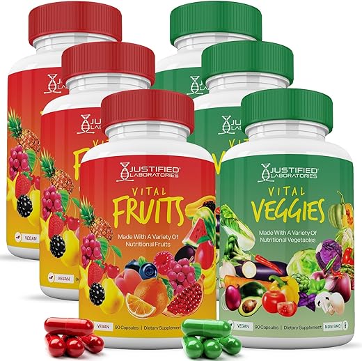 Justified Laboratories - (6 Pacotes) Suplemento Vital de Frutas e Vegetais Integrais Red de Alimentos