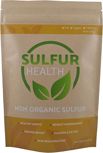 Sulfur Health - MSM Orgânico Sulfur – Suplemento de MSM Puro 99,9% – Testado em Laboratório – Marca Orgânica