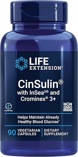 CinSulin com InSea2 e Crominex 3, 90 Cápsulas Vegetarianas – Aumente sua saúde com o poder da natureza - Life Extension