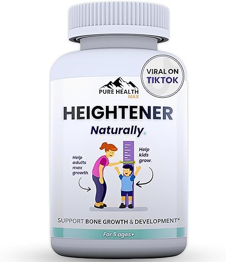 Pure Shilajit - Heightener – Suplemento Natural para Crescimento de Altura para Crianças, Adolescentes e Adultos para Aumentar a Força Óssea e Crescer Mais Alto | Pílulas Maximizadoras de Altura com L-Arginina, Cálcio