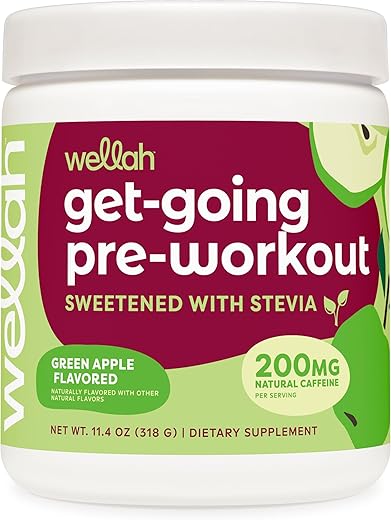 Wellah - Get-Going Mistura para Bebida Pré-Treino (Sabor Maçã Verde, 30 Porções)