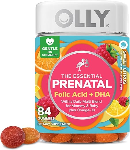 Gummy Multivitamínico Essencial Pré-Natal, Ácido Fólico, Vitamina D, Ômega 3 DHA, Suporta o Crescimento Saudável e Desenvolvimento Cerebral, Citrus Berry – 84 Unidades - OLLY