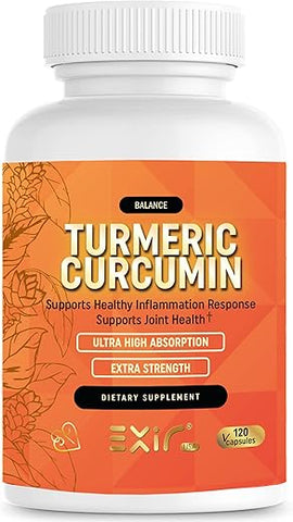 EXIR - Turmeric-Curcumin Plus – Suporte Urinário para Próstata Masculina – Reduz Irritação, Vazamento e Urgência Noturna, Estimula o Esvaziamento da Bexiga, 120 Cápsulas