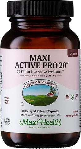 Maxi Health - Probióticos para Saúde Digestiva e Intestinal – 15 Cepas, 20 Bilhões de Organismos Ativos CFU – Probióticos para Homens e Mulheres com Lactobacillus Rhamnosus – Probiótico Diário para Digestão
