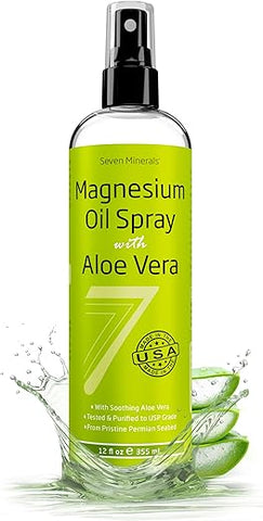 Spray de Magnésio com Aloe Vera – Menos Coceira – Use como Desodorante em Spray de Magnésio – Fabricado nos EUA – Tenha Cabelos Saudáveis - Seven Minerals