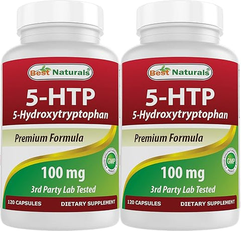 Best Naturals - Melhor Naturals 2 Pacotes 5-HTP (5-hidroxitriptofano) 100 mg 120 Cápsulas – Marca de Produto