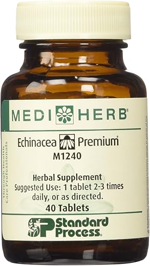 Standard Process Inc. - MEDIHERB Echinacea Premium Standard Process – Reforça a Função do Sistema Imunológico – Suporte para um Sistema Imunológico Saudável – Ingredientes Naturais – Suplementos Herbais Orgânicos – Fabricado nos EUA