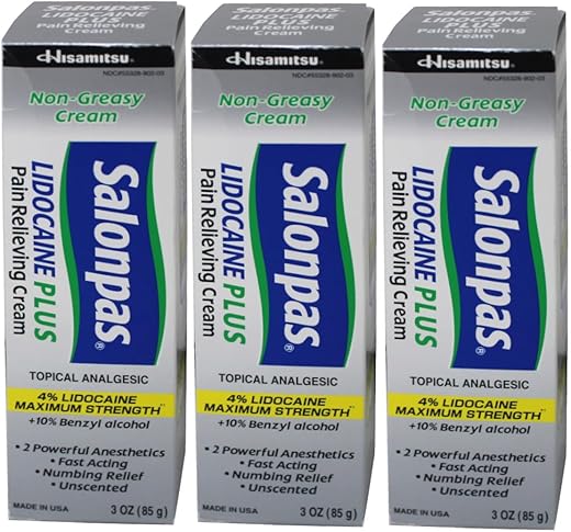 Lidocaine Plus Creme – 90g (Pacote com 3) | Alívio rápido da dor - Salonpas
