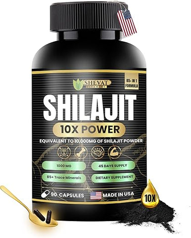 SHEVAT VITAMINS - Shilajit Capsules 22000mg – 85 Minerais Traço para Energia – Marca em Destaque