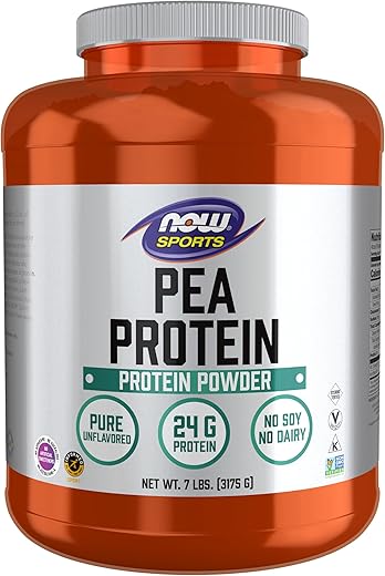 Sports Nutrition, Proteína de Ervilha 24 g, Absorção Rápida, Pó Sem Sabor, 7 Libras - NOW Foods