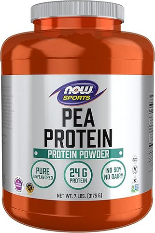 Sports Nutrition, Proteína de Ervilha 24 g, Absorção Rápida, Pó Sem Sabor, 7 Libras - NOW Foods