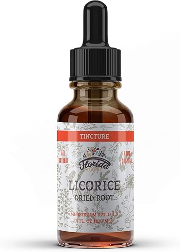 FLORIDA HERBS - Licorice Tincture: Extrato Orgânico de Alcaçuz (Glycyrrhiza Glabra) Raiz Seca, Suplemento Herbal, Não-OGM em Glicerina Vegetal Orgânica Prensada a Frio 120 ml, 670 mg