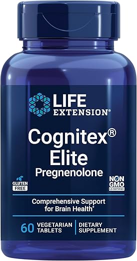 Suplemento para a saúde cerebral Life Extension Cognitex Elite Pregnenolone – Melhora a memória e o foco
