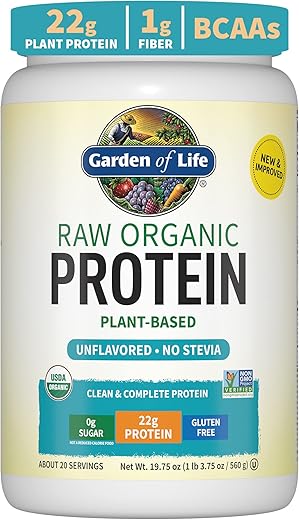 Proteína em Pó Vegana Orgânica, Sem Sabor, Garden of Life 22g à Base de Plantas