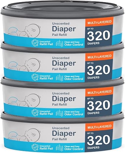 5-Star - Recarga Redonda 5 Estrelas | Armazena até 1280 Fraldas para Recém-Nascidos | Filme Contínuo sem Fragrância | Compatível com Potes Diaper Complete, Expressions e Genie | Pacote com 4 Unidades