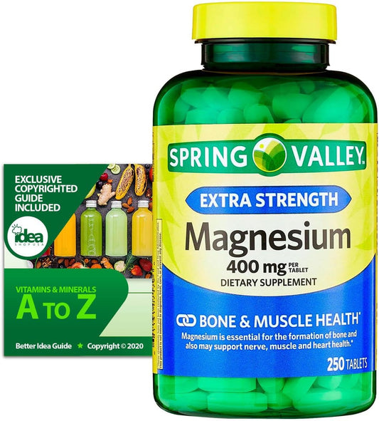 Idea Shop USA - Spring Valley Magnésio Óxido 400 mg Extra Forte, 250 Comprimidos (1 Pacote) para os Ossos
