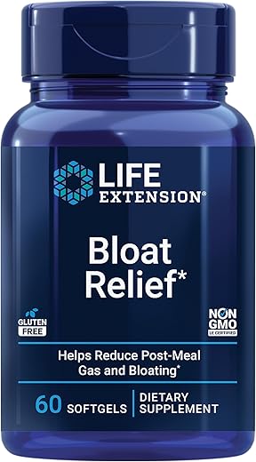 Bloat Relief – Alcachofra, Gengibre, Funcho e Cúrcuma para Saúde Digestiva, Alivia Inchaço e Promove Conforto Digestivo, Sem Glúten, Não-OGM, 60 cápsulas - Life Extension