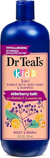 Dr Teal's - Dr Teal’s Kids Banho 3 em 1 de Sabugueiro: Banho de Espuma, Gel de Banho – 300ml