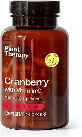 Extrato de Cranberry com Vitamina C, Cápsulas de Suplemento Herbal, Suporte à Saúde do Trato Urinário, Rico em Antioxidantes para o Sistema Imunológico, 120 Cápsulas Vegetarianas (4 Meses) - Plant Therapy