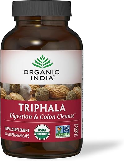 ORGANIC INDIA - Cápsulas Orgânicas Organic India Triphala – Suplemento Herbal com Amla, Bibhitaki, Haritaki, Digestão