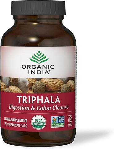 ORGANIC INDIA - Cápsulas Orgânicas Organic India Triphala – Suplemento Herbal com Amla, Bibhitaki, Haritaki, Digestão